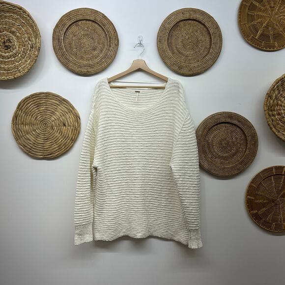 Free People Menace Tunic Sweater Medium Oversized Knit Off-White Neutral Casual - Picture 2 of 8